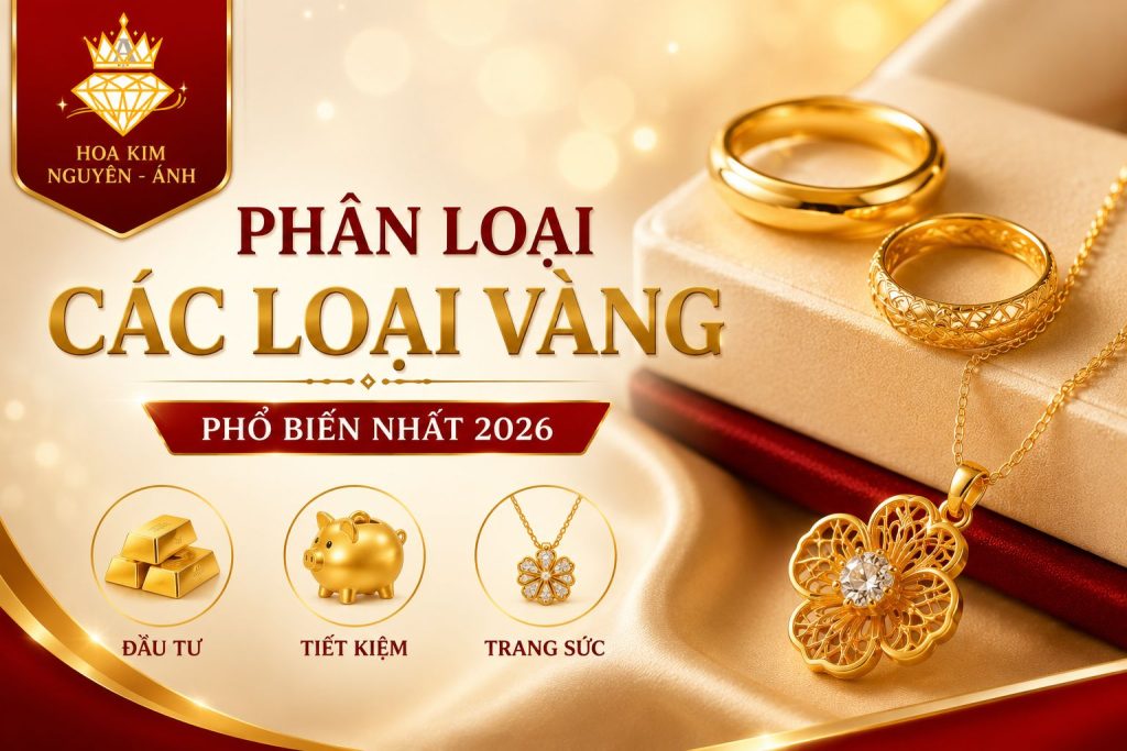 Phân loại các loại vàng phổ biến nhất năm 2026