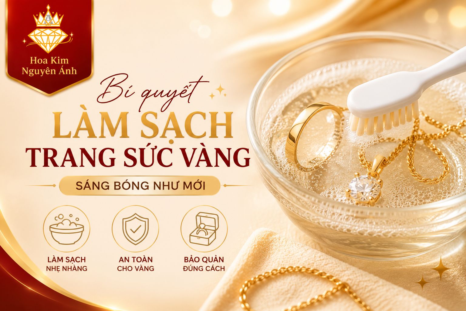 Bí quyết làm sạch trang sức vàng sáng bóng như mới bằng phương pháp an toàn tại nhà